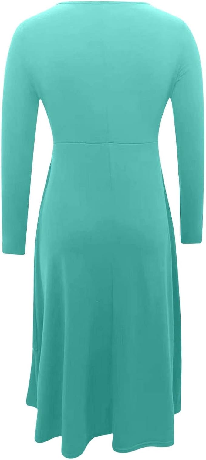 Winter Dresses for Women Wedding Guests Casual Cute Heart Long Sleeve Tiered Maxi Dress with Pockets Plus Size