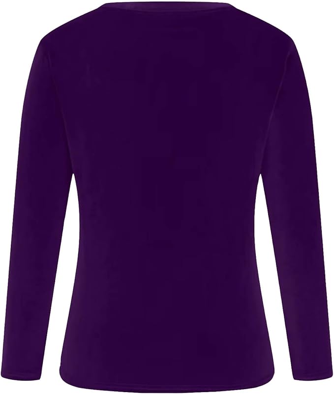 Velvet Tops for Women Dressy Casual V Neck Shirts Loose Fit Vintage Long Sleeve Velour Blouse Solid Holiday Party Outfits