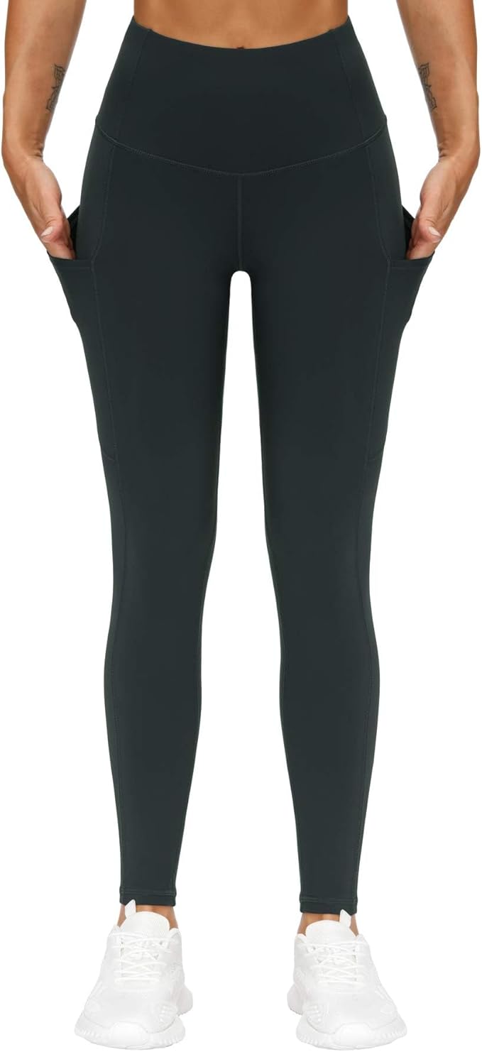 THE GYM PEOPLE Thick High Waist Yoga Pants with Pockets, Tummy Control Workout Running Yoga Leggings for Women