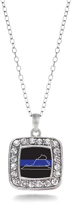 Inspired Silver - Silver Square Charm 18 Inch Necklace with Cubic Zirconia Jewelry