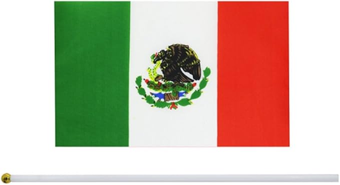 20 Pack Small Mexico Flags on Stick Mini Handheld Mexican Flag for Parades, Independence Day and Patriotic Events 5x8 Inch Durable Weather-Resistant Flags with 12 Inch Sticks(Mexico)