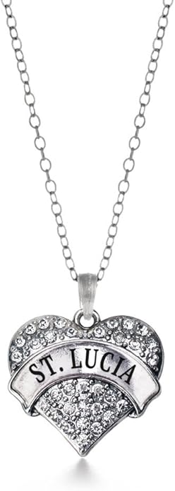 Inspired Silver - Silver Pave Heart Charm 18 Inch Necklace with Cubic Zirconia Jewelry