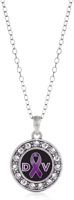 Inspired Silver - Silver Circle Charm 18 Inch Necklace with Cubic Zirconia Jewelry