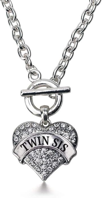 Inspired Silver - Silver Pave Heart Charm 18 Inch Necklace with Cubic Zirconia Jewelry