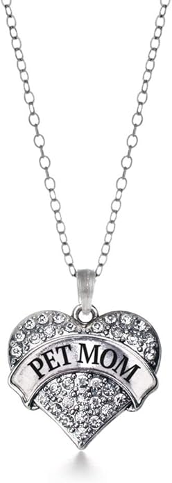 Inspired Silver - Silver Pave Heart Charm 18 Inch Necklace with Cubic Zirconia Jewelry