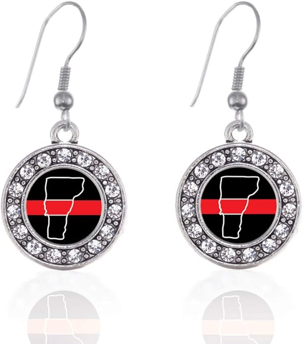 Inspired Silver - Silver Circle Charm French Hook Drop Earrings with Cubic Zirconia Jewelry
