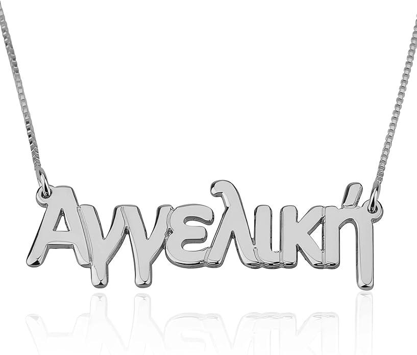 RESVIVI Personalized Name Necklace in Diferent Language Custom English Chinese Arabic Greek Hebrew Japanese Korean Russian Hindi Name Pendant Necklace