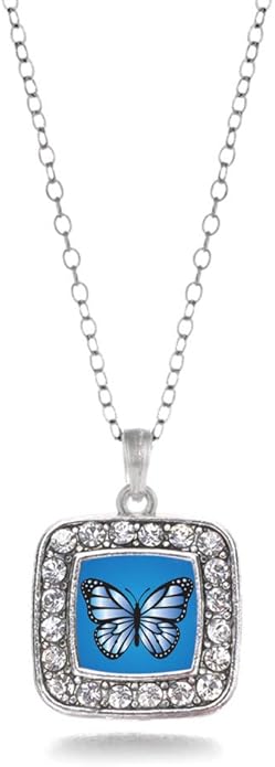 Inspired Silver - Silver Square Charm 18 Inch Necklace with Cubic Zirconia Jewelry