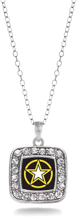 Inspired Silver - Silver Square Charm 18 Inch Necklace with Cubic Zirconia Jewelry