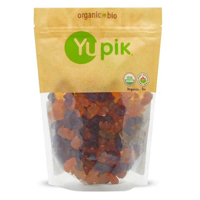 Yupik Organic Fruit Gummy Bears, Gelatin-Free, 1.1 lb (17.6 oz), Gluten-Free, Vegan, Non-GMO, Natural Colors & Flavors, Made from Fruit Juice, Sweet Candy, Delicious Snack, Ideal for Gifting