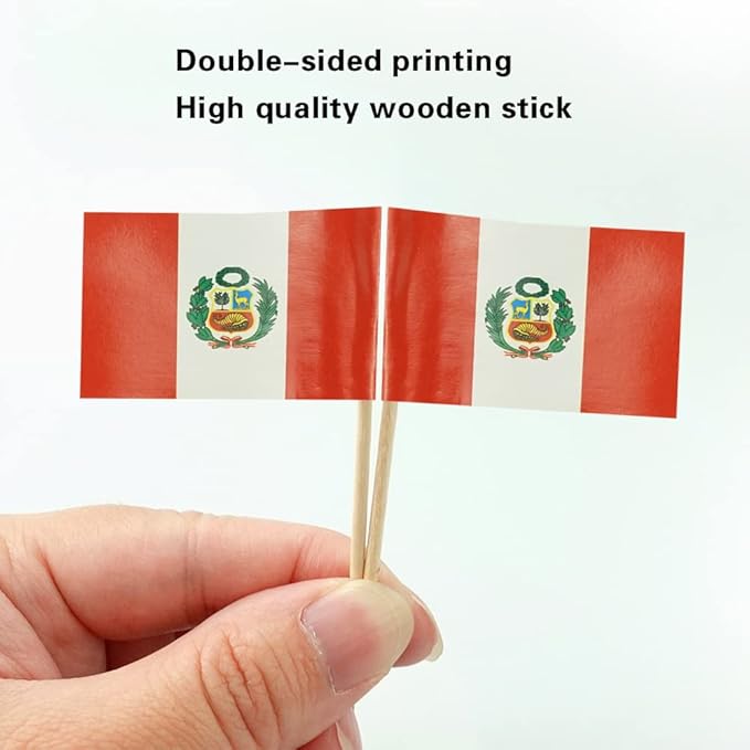 Peru Flag Peruvian Flag, Small Mini Peru Toothpick Flags for Food, Cupcakes, Cocktails, Appetizers, Bar Party Decorations
