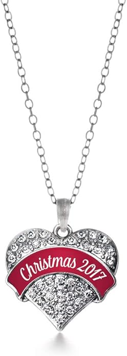 Inspired Silver - Silver Pave Heart Charm 18 Inch Necklace with Cubic Zirconia Jewelry