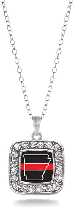 Inspired Silver - Silver Square Charm 18 Inch Necklace with Cubic Zirconia Jewelry