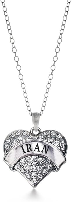 Inspired Silver - Silver Pave Heart Charm 18 Inch Necklace with Cubic Zirconia Jewelry