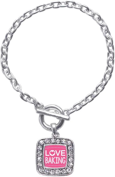 Inspired Silver - Silver Square Charm Toggle Bracelet with Cubic Zirconia Jewelry