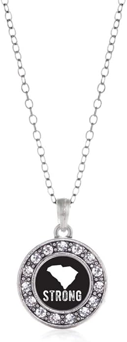 Inspired Silver - Silver Circle Charm 18 Inch Necklace with Cubic Zirconia Jewelry