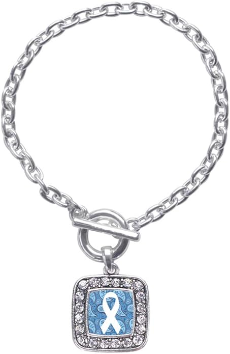 Inspired Silver - Silver Square Charm Toggle Bracelet with Cubic Zirconia Jewelry