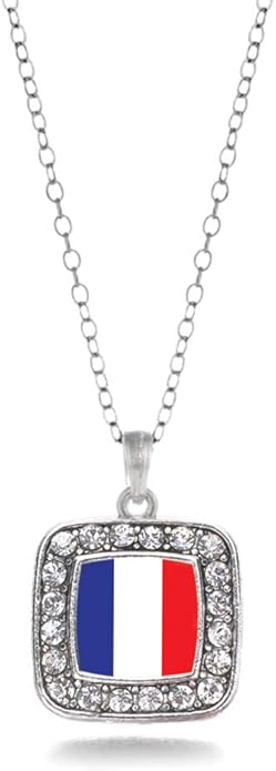 Inspired Silver - Silver Square Charm 18 Inch Necklace with Cubic Zirconia Jewelry