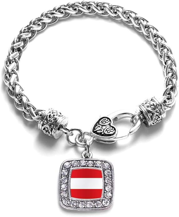 Inspired Silver - Silver Square Charm Bracelet with Cubic Zirconia Jewelry