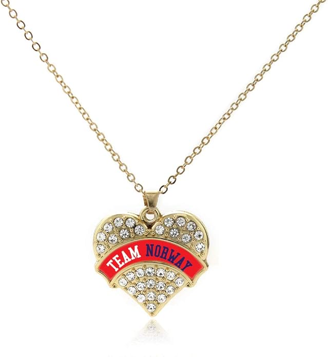 Inspired Silver - Gold Pave Heart Charm 18 Inch Necklace with Cubic Zirconia Jewelry