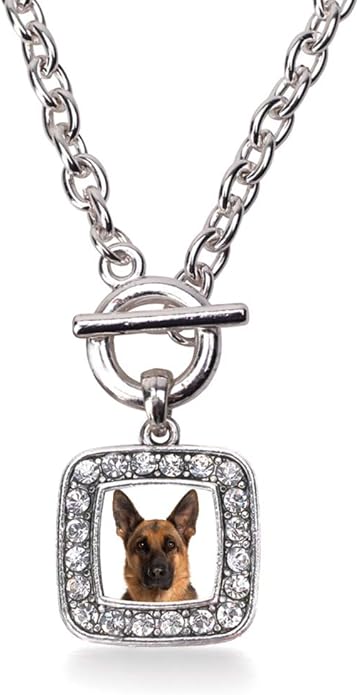 Inspired Silver - Silver Square Charm 18 Inch Necklace with Cubic Zirconia Jewelry