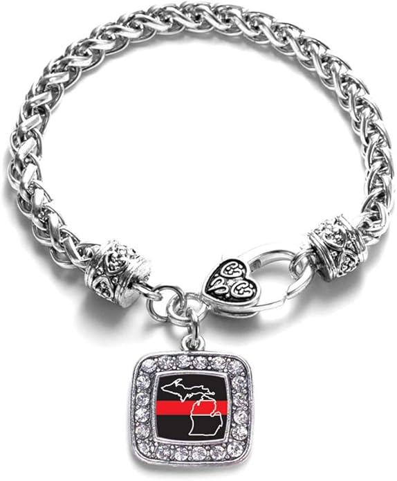 Inspired Silver - Silver Square Charm Bracelet with Cubic Zirconia Jewelry