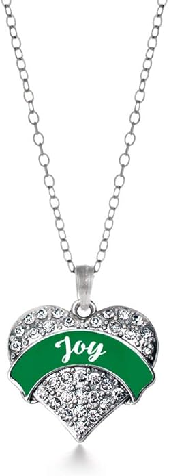 Inspired Silver - Silver Pave Heart Charm 18 Inch Necklace with Cubic Zirconia Jewelry