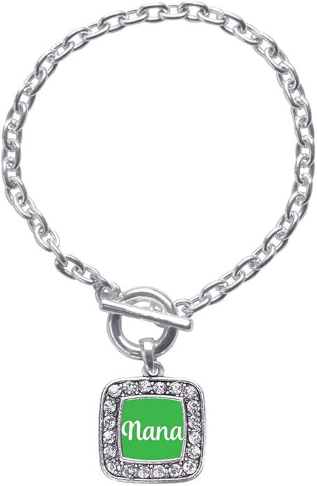 Inspired Silver - Silver Square Charm Toggle Bracelet with Cubic Zirconia Jewelry