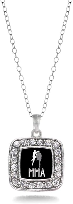Inspired Silver - Silver Square Charm 18 Inch Necklace with Cubic Zirconia Jewelry