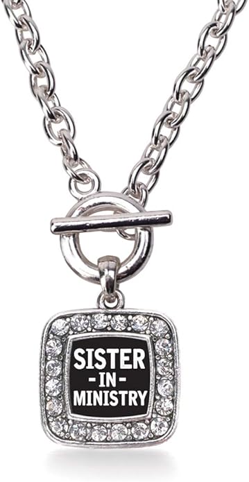 Inspired Silver - Silver Square Charm 18 Inch Necklace with Cubic Zirconia Jewelry