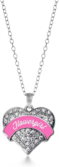 Inspired Silver - Silver Pave Heart Charm 18 Inch Necklace with Cubic Zirconia Jewelry