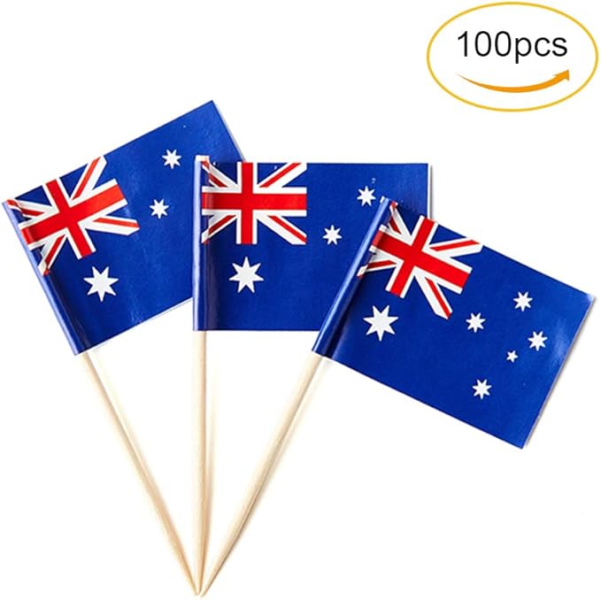 Australia Flag Australian Flag, Small Mini Australia Toothpick Flags for Food, Cupcakes, Cocktails, Appetizers, Bar Party Decorations