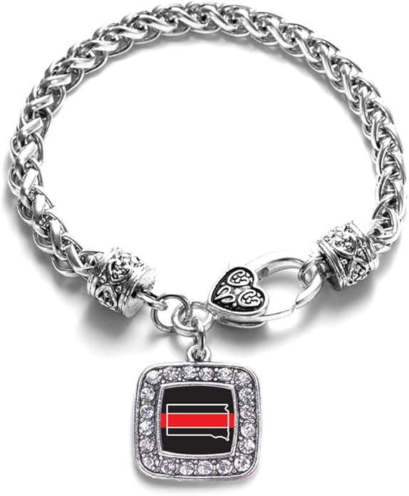 Inspired Silver - Silver Square Charm Bracelet with Cubic Zirconia Jewelry