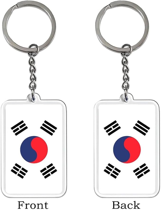 FHZJKJX 2 Pack South Korea Flag Keychain South Korean Key Ring-(Korea)