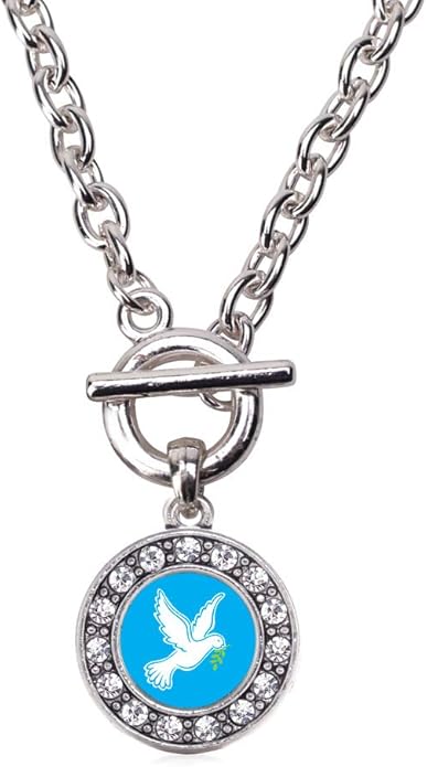 Inspired Silver - Silver Circle Charm 18 Inch Necklace with Cubic Zirconia Jewelry