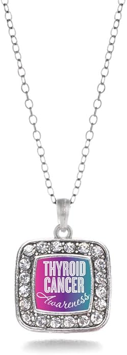 Inspired Silver - Silver Square Charm 18 Inch Necklace with Cubic Zirconia Jewelry