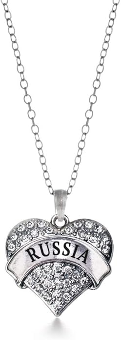 Inspired Silver - Silver Pave Heart Charm 18 Inch Necklace with Cubic Zirconia Jewelry
