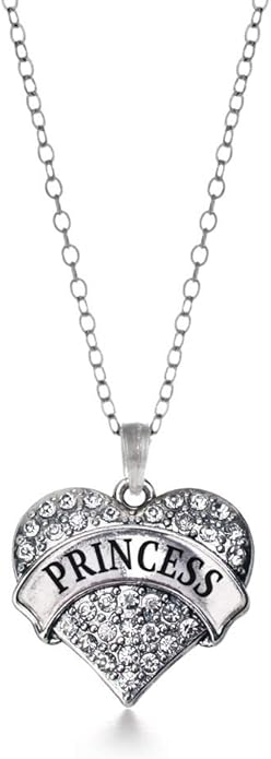 Inspired Silver - Silver Pave Heart Charm 18 Inch Necklace with Cubic Zirconia Jewelry