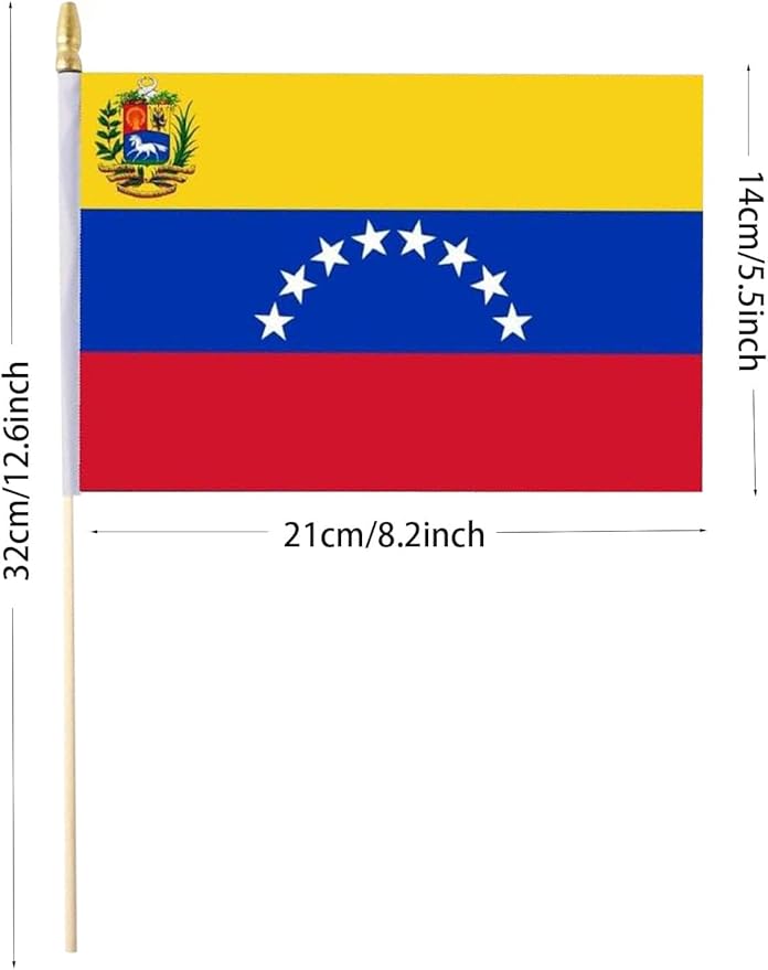 GSYLPFT 12 Pack Venezuela Flags on Sticks Venezuelan Small Mini Hand Held Flags for Office Classroom Holiday Party Decorations