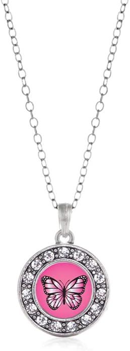 Inspired Silver - Silver Circle Charm 18 Inch Necklace with Cubic Zirconia Jewelry