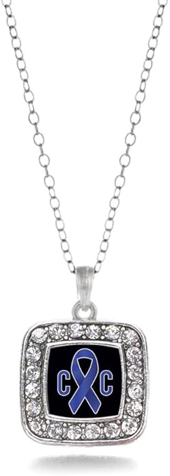 Inspired Silver - Silver Square Charm 18 Inch Necklace with Cubic Zirconia Jewelry