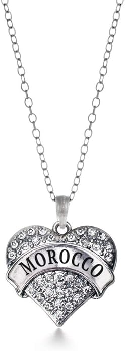 Inspired Silver - Silver Pave Heart Charm 18 Inch Necklace with Cubic Zirconia Jewelry