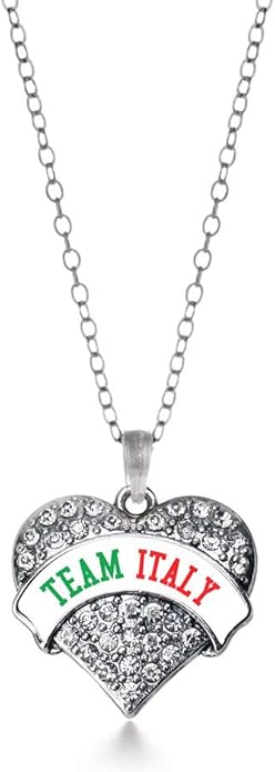 Inspired Silver - Silver Pave Heart Charm 18 Inch Necklace with Cubic Zirconia Jewelry