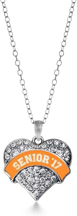 Inspired Silver - Silver Pave Heart Charm 18 Inch Necklace with Cubic Zirconia Jewelry