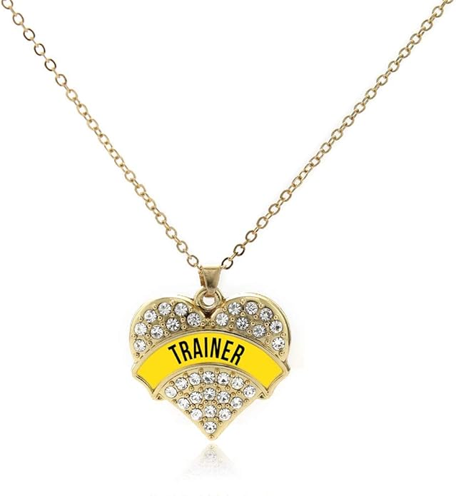 Inspired Silver - Gold Pave Heart Charm 18 Inch Necklace with Cubic Zirconia Jewelry