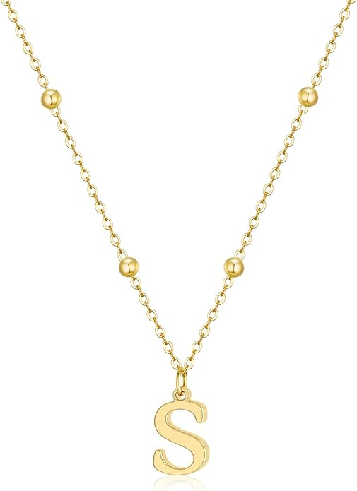 MDIEEL Initial Necklaces for Women Dainty 14k Gold Plated A-Z Letter Pendant Name Necklaces Cute Charm Choker Fashion Accessories Non Tarnish Trendy Jewelry Gift