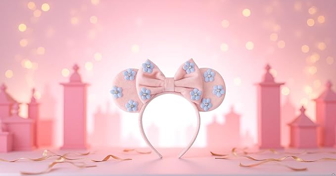 KARETT Sequins Mouse Ears Headband With Glitter Bow Princess Party Decorations For Girls Women