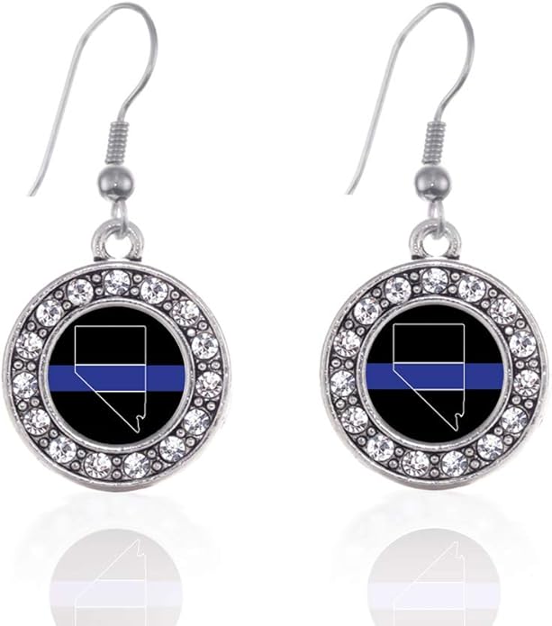 Inspired Silver - Silver Circle Charm French Hook Drop Earrings with Cubic Zirconia Jewelry