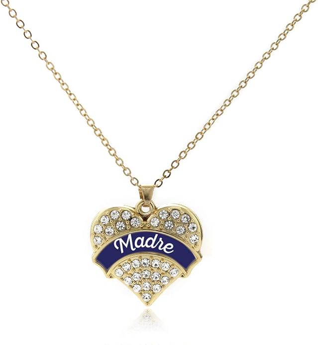 Inspired Silver - Gold Pave Heart Charm 18 Inch Necklace with Cubic Zirconia Jewelry