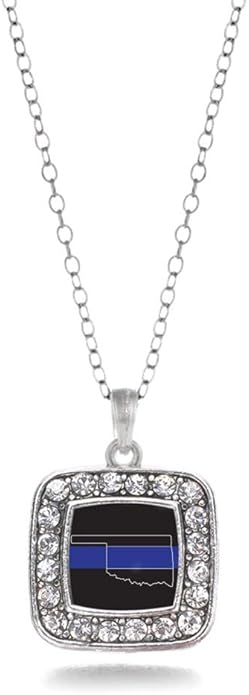 Inspired Silver - Silver Square Charm 18 Inch Necklace with Cubic Zirconia Jewelry